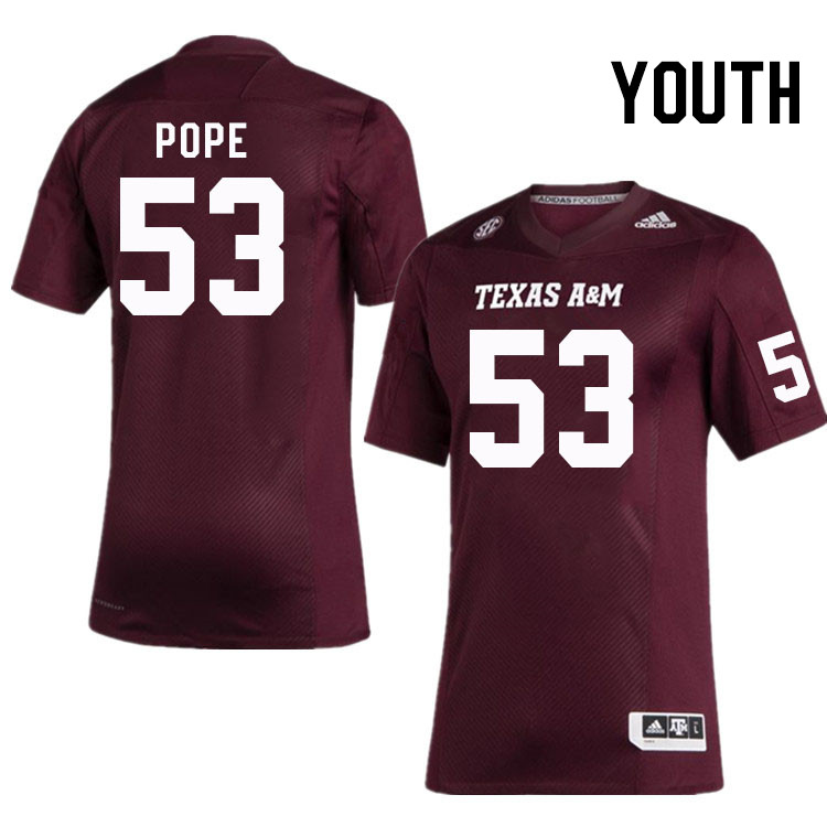Youth #53 Joshua Pope Texas A&M Aggies College Football Jerseys Stitched Sale-Maroon
